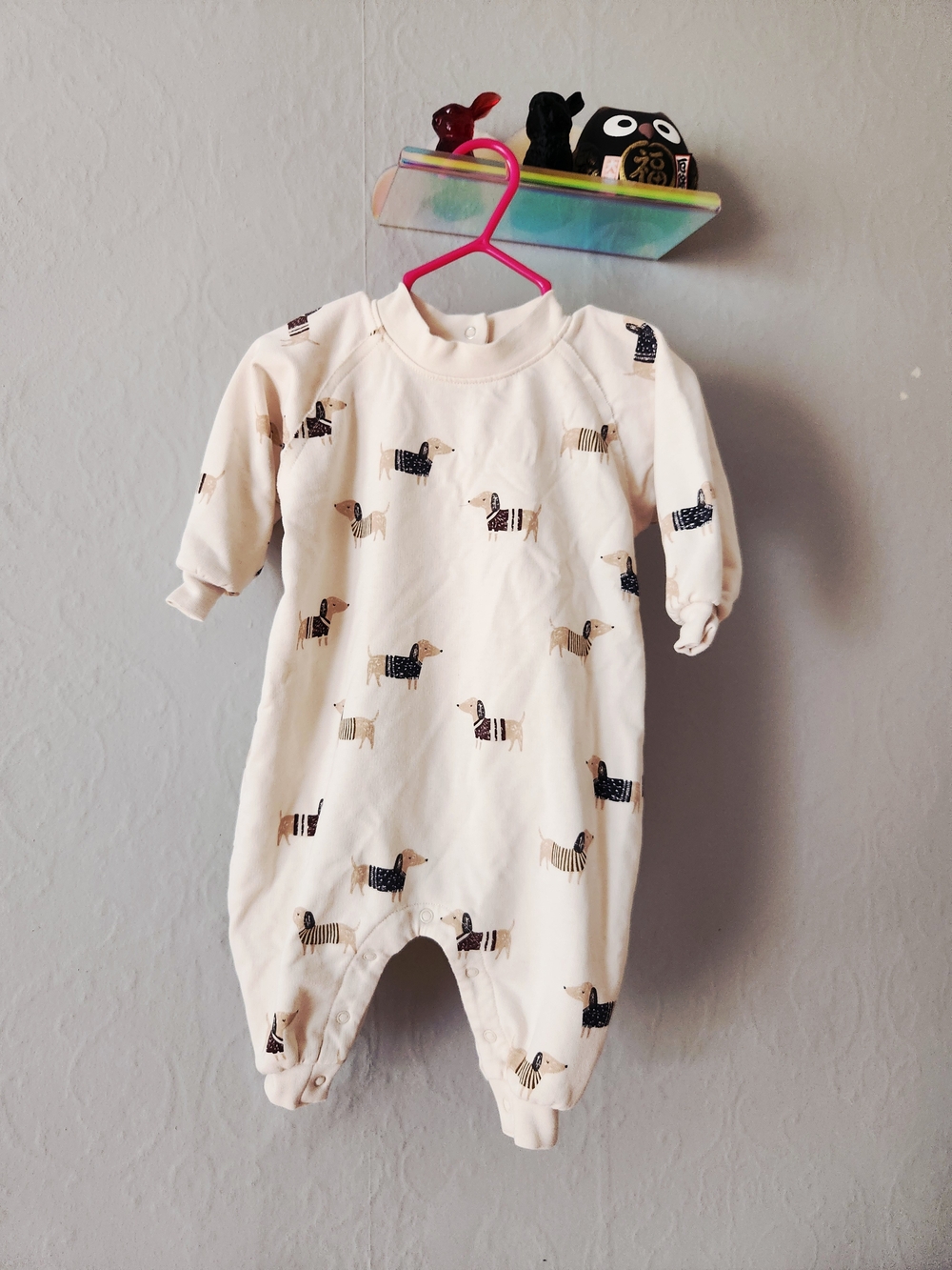 Rylee + Cru 0-3 Month Cream One-Piece with Dachshunds